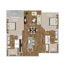 B2  - 2Bed/2Bath  - Kitchen Island & Balcony/Patio 3203 floor plan